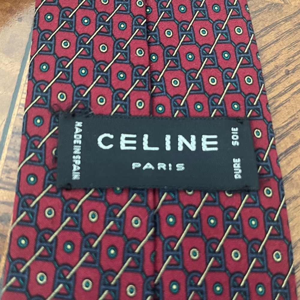 CELINE TIE 100% Silk - Picture 3 of 6